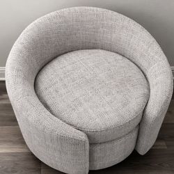 Modern Swivel Accent Chair – Light Gray Barrel Chair – Like New