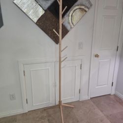 Adjustable Wooden Coat Rack Stand With 8 Hooks 