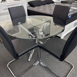 5PC Dining Set Black/Silver