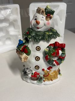 Ceramic Christmas Snowman Cookie Jar 🍪