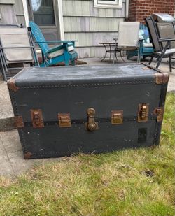 Antique Black Steamer Trunk