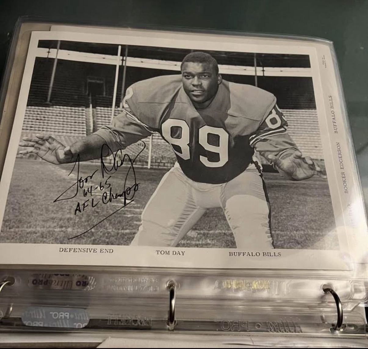 Buffalo Bills Tom Day Signed 8x10