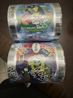 2 Rolls Of Cup Sealing Film Christmas Sponge Bob Angry Birds Disney Frozen Olaf Dora Emon Disney Cars