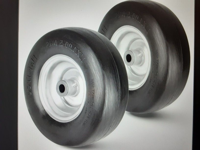 2 Pcs 11 X 4.00-5" Lawn Mower Tire On Wheel Flat Free