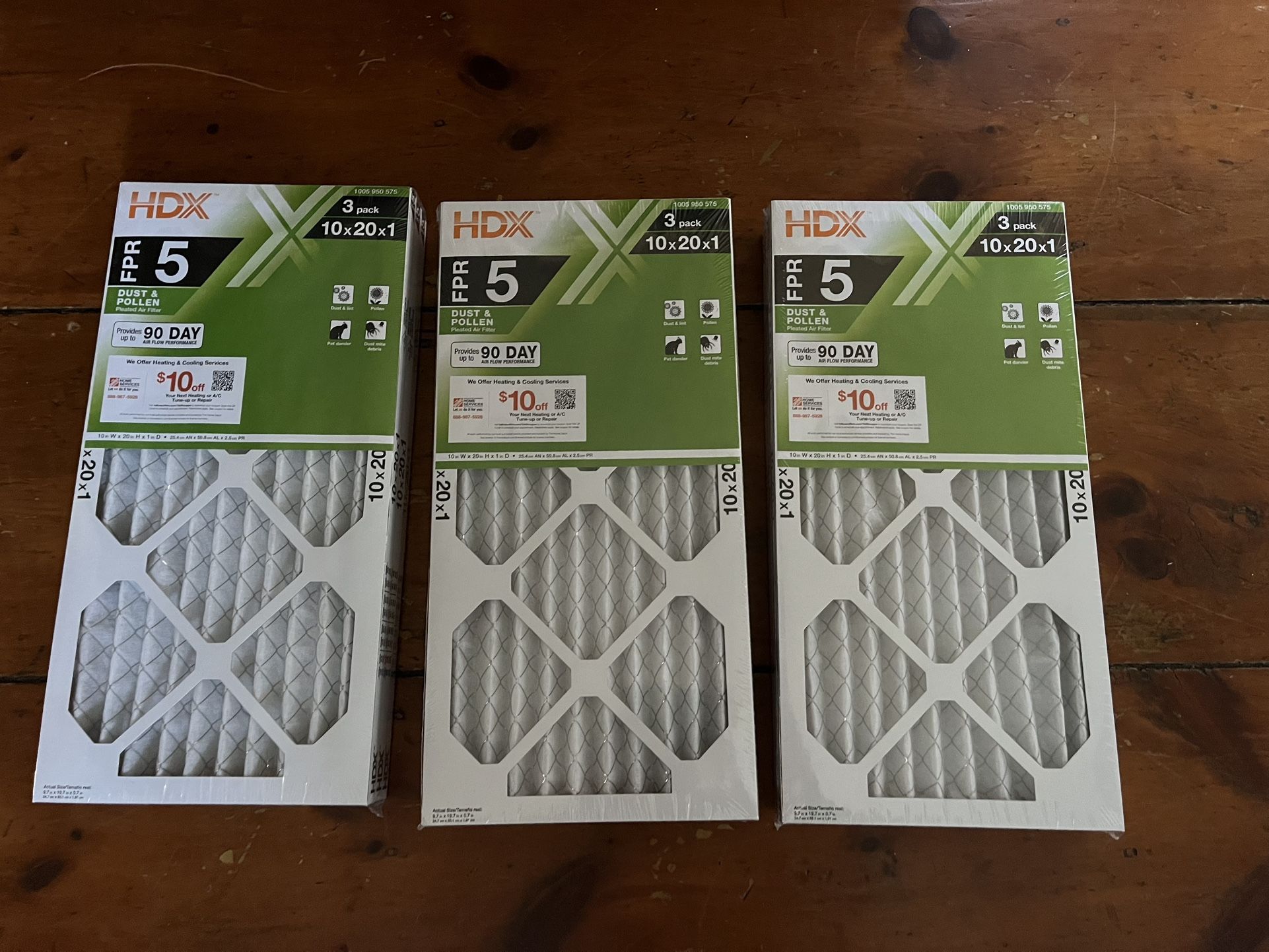 HDX 10 in. x 20 in. x 1 in. Standard Pleated Air Filter FPR 5, MERV 8 (3-Pack).