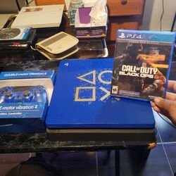 Blue console on Blue Controller. 2018 PS4 Slim Playstation 4 1000GB low software 9.60 with new Call of duty Black ops 6 $220!