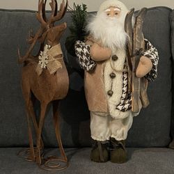 Christmas Decorations, Santa And A Reindeer