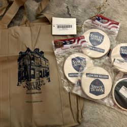 Sam Adams Stone Coasters And Tote Bag