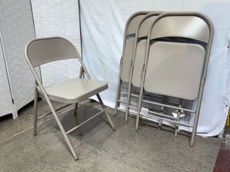 NEW! HOME DEPOT Steel Folding Chair – Beige (Set of 4)