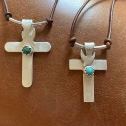 16 Gauge 925 Silver, Kingman Turquoise, Real Leather