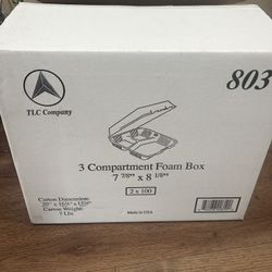 Foam Hinged Lid Containers 3 Compartment 