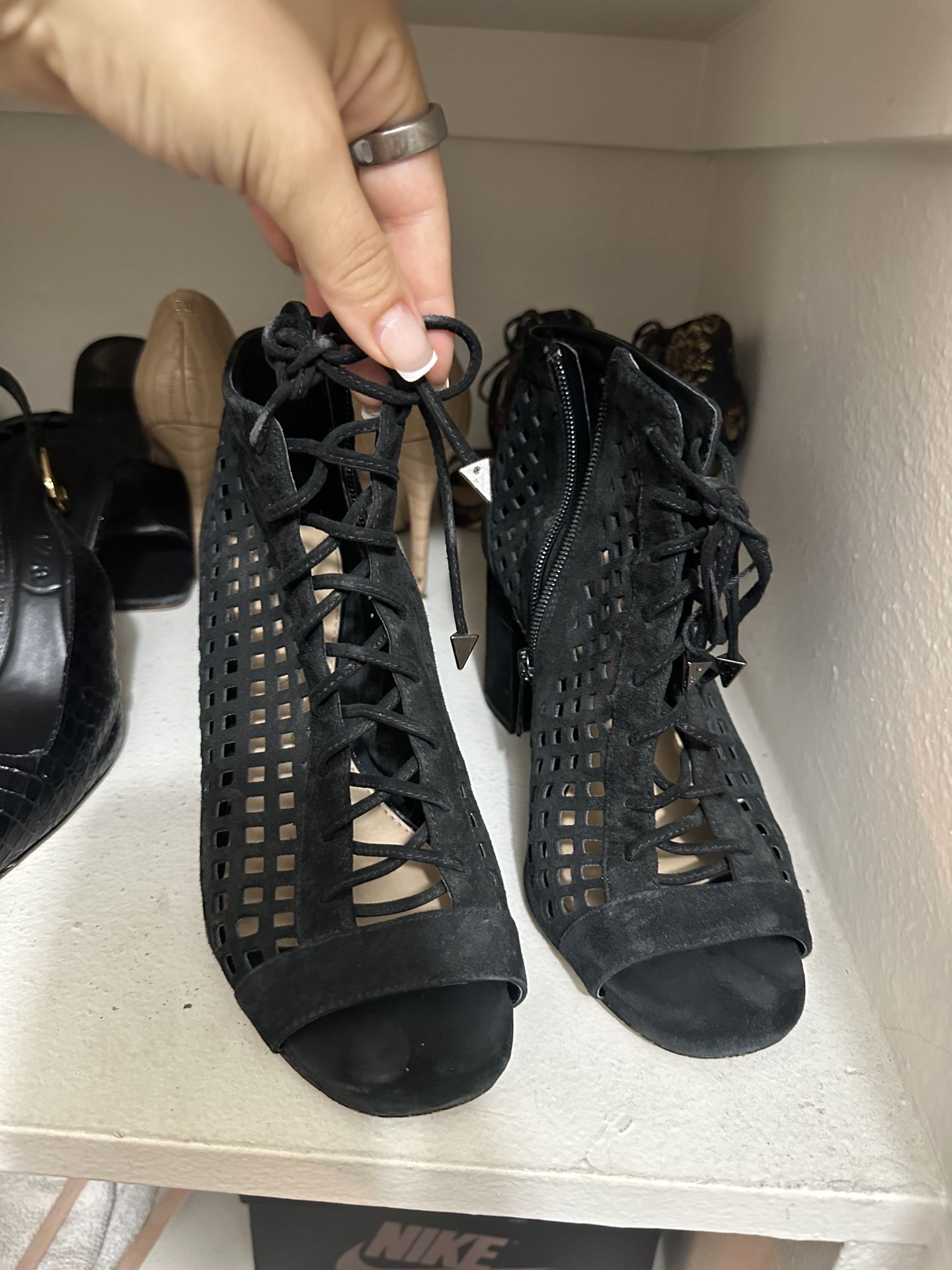 Lace Up Black Heel