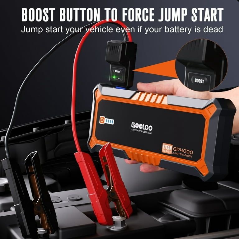Car Jump Starter,4000A Peak 12V Battery Jumper Box for All Gas and up to  10.0L Diesel Engine,Portable Battery Booster Box with USB Quick Charge and  Ty is available for purchase on au