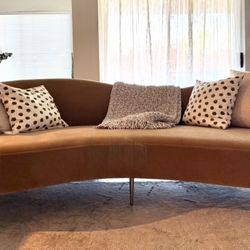 CB2 Curvo 96.5" Brown Velvet Sofa