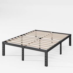 16 Inch Metal Platform Bed Frame with Wood Slat Support