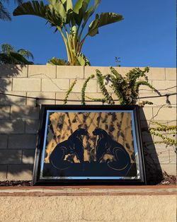 80s Revival Art Deco Double Black Panther face off wall art frame by Laurel