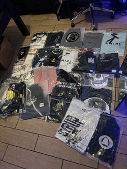 Bape , amiri , vale , cough syrup chrome heart tee. And shorts