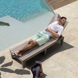 Erommy Chaise Lounges, All-Weather Patio Loungers with 5-Position Adjustable Backrest & Wood Texture Design, Reclining Chair