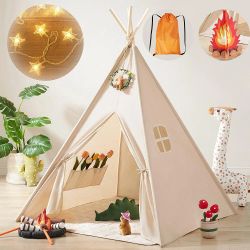 Teepee-Tent with Lights & Campfire Toy & Carry Case