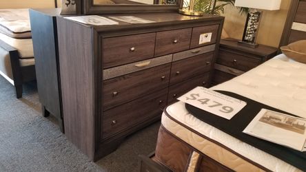 Brand new 61" x 39"H grey dresser