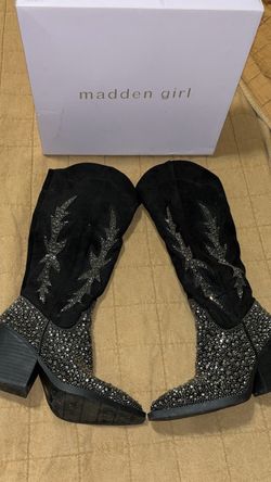 Madden Girl Black Rhinestone Western Boots