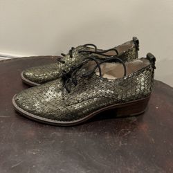 Louise et Cie Metallic Snake Print Loafers size 6.5