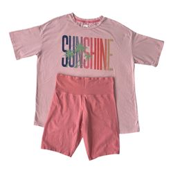 PINK Secret Treasures Cotton Shorts Sleeve T-shirts and Shorts Pajama Set