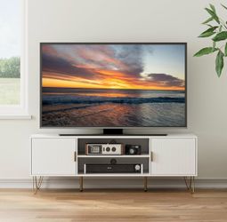 NEW TV Stand for 55-65 Inch TV, Entertainment Center with Soft Hinge Door,TV Console Table white
