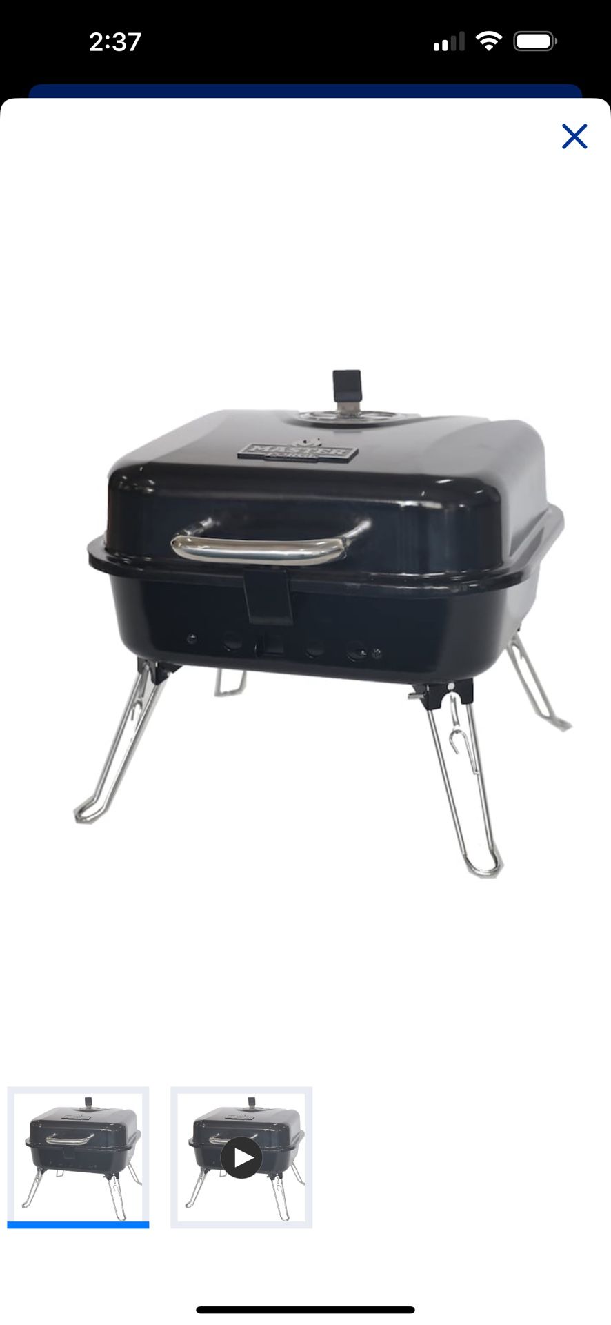 206 Sq In Black Porcelain Coated Portable Charcoal Grill Master Forge