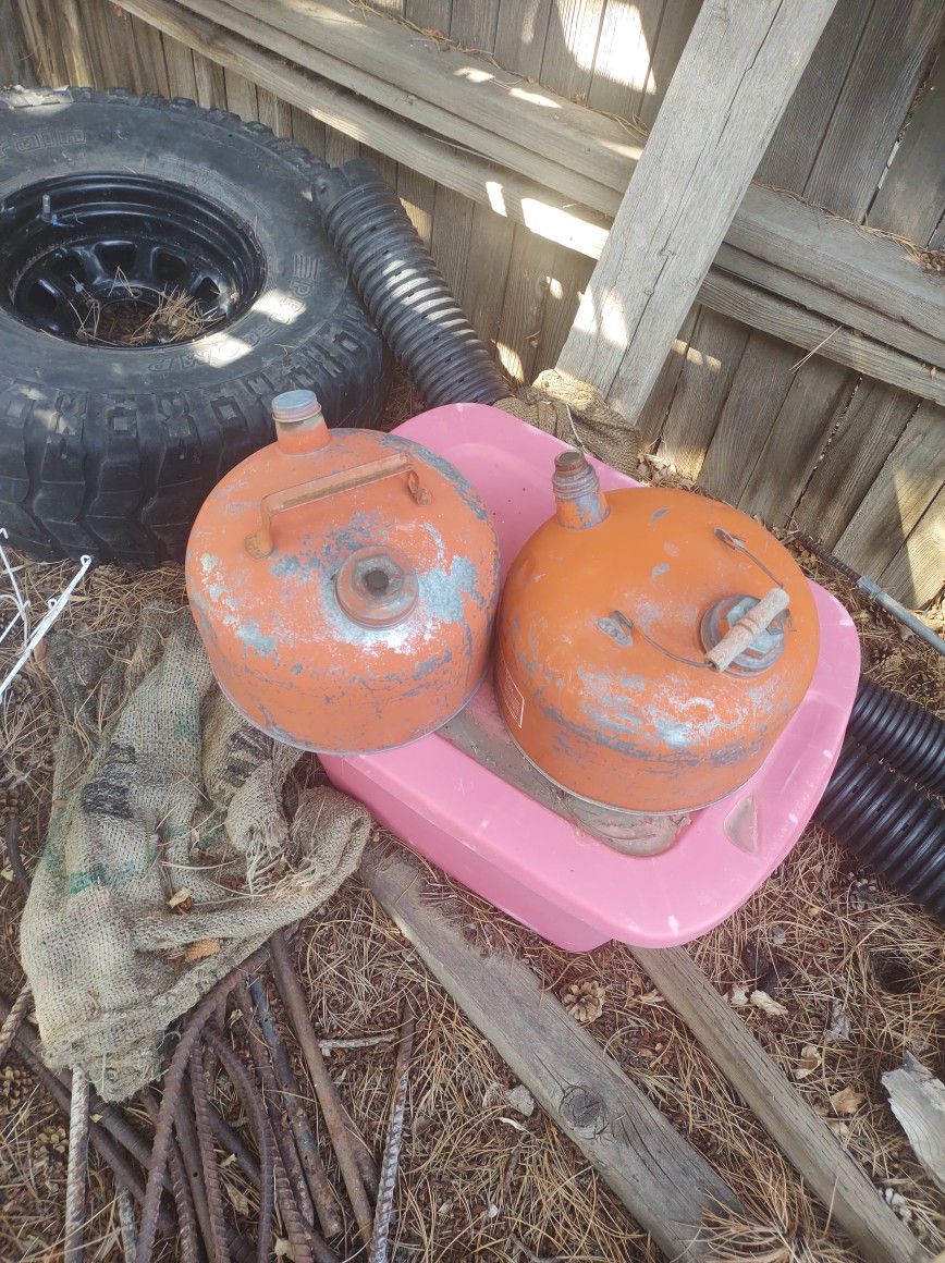 Two Old Vintage Gas Cans