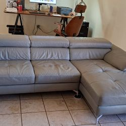 Leather Sectional Grey
