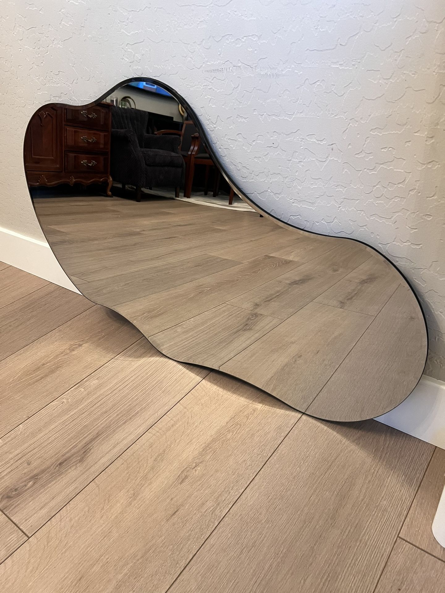 44x25” Large Asymmetrical Wall Mirror - Frameless Irregular Mirror- Cloud Mirror- Wavy Mirror