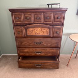 Vintage solid wood ornate dresser