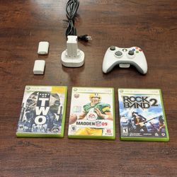🎮 Xbox 360 Bundle — Controller + Quick Charge Kit + 3 Games | Great Condition!