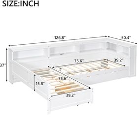 L-Shaped Platform Bed with Trundle