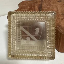 Vintage Glass Trinket Box With A Diagonal Stripe And 2 Chess Knight Pieces