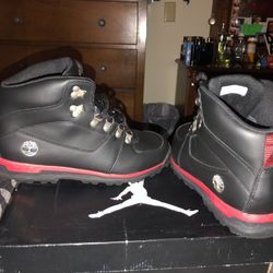 Black and Red Timberland Boots