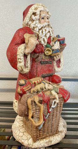 Christmas Holiday Collection —, Santa Claus Statue,cookie exchange gift set ; 4 Gold metal Christmas ornament hangers