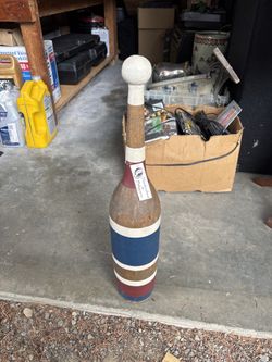 Vintage-Style 2ft Wooden Bowling Pin – Handcrafted Decor Piece