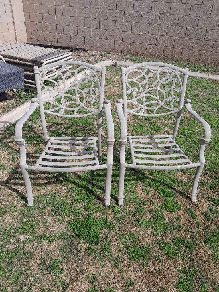 2 All Metal Hampton Bay Outdoor Patio Chairs Stackable