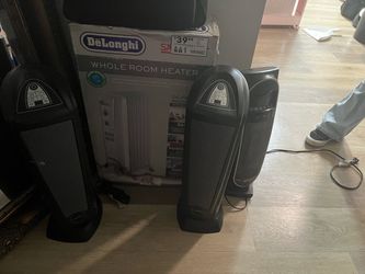 Lasko Tower Heaters and DeLonghi Whole Room Heater