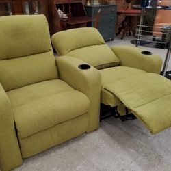 EXTRA TALL LARGE 2 THEATER RECLINERS COOLER SYSTEM DRINK HOLDERS 