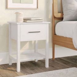 Pair of 2 New Modern White Nightstands or Side Tables with Storage Drawer