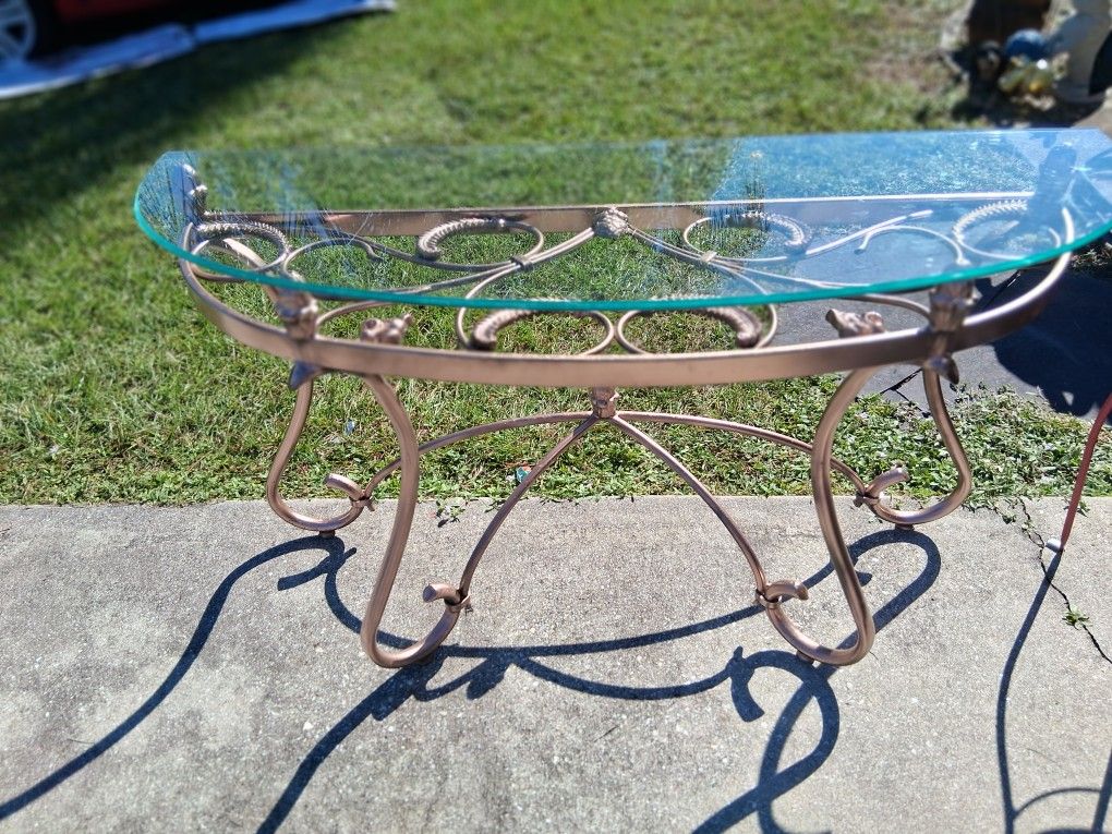 Entrance Half Moon Table Wrought Iron Glass