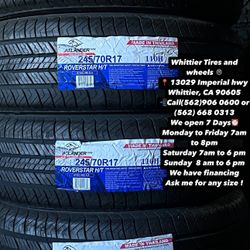 SET OF NEW TIRES, 245/70R17 ATLANDER HT , INCLUDING MOUNTING AND BALANCING. ASK ME FOR ANY SIZE OR BRAND, LLANTAS NUEVAS