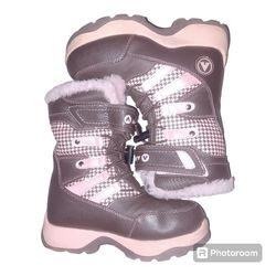 AIRWALK Kids Size 13 Thermolite Snow Boots Pink/Brown Faux Fur Lined EUC