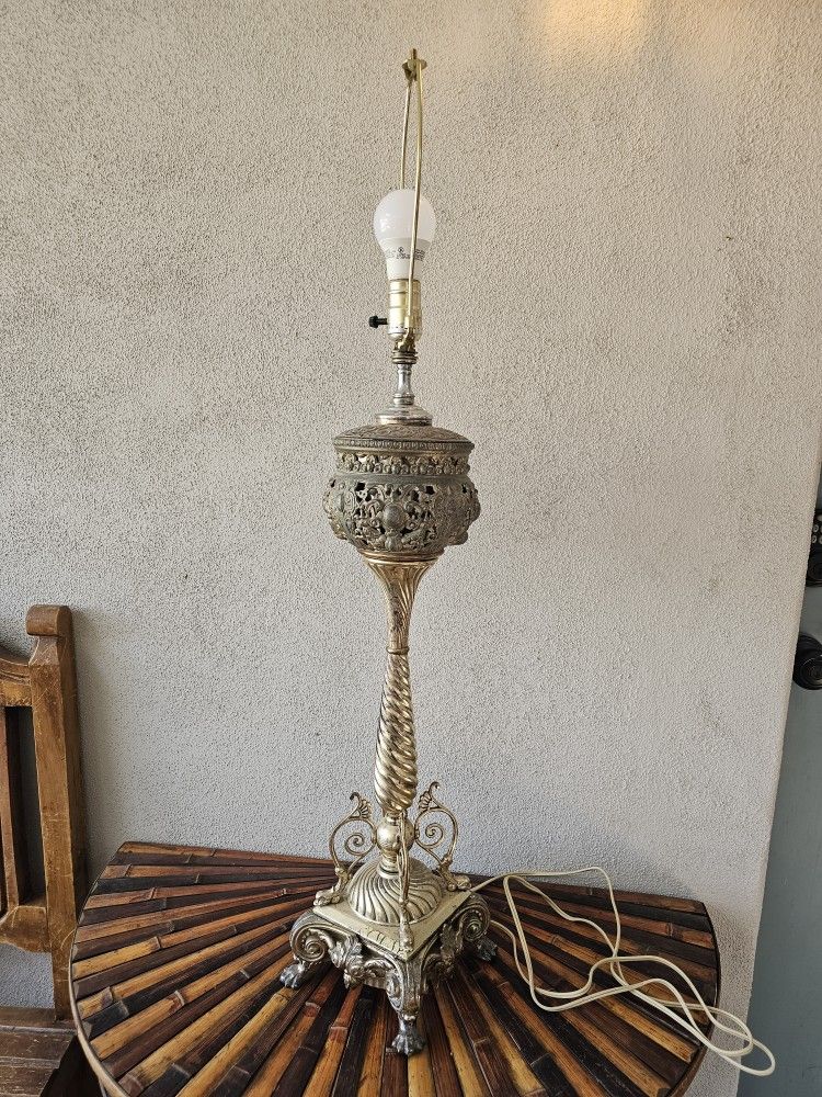Antique Lamp From Converted 19thC Oil Lamp