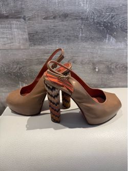 Missoni Tan Leather Peep Toe Platform Heels – Size 39