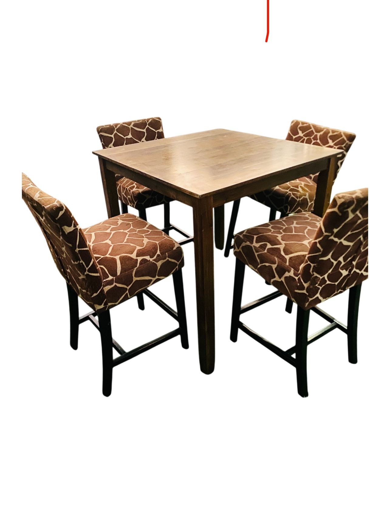 Bar stools with a giraffe print upholstery and black legs(4)(chairs only)
