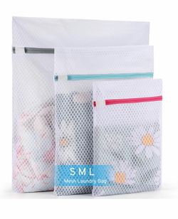 NEW 3 Pack 3 Size Durable Honeycomb Mesh Laundry Bags Set for Delicates with AUTO-Lock Zipper, Lingerie Bags for Washing Delicates, Laundry Bags Mesh 